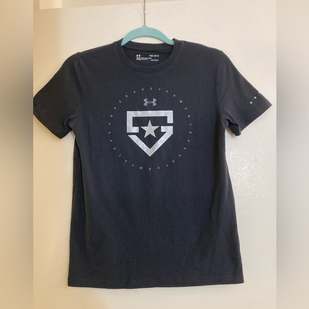 Black Under Armour Shirt, Star Shield, Heat Gear, Youth Large